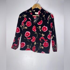 Kate‎ Spade Button Down Shirt Roses Hazy Crepe XXS